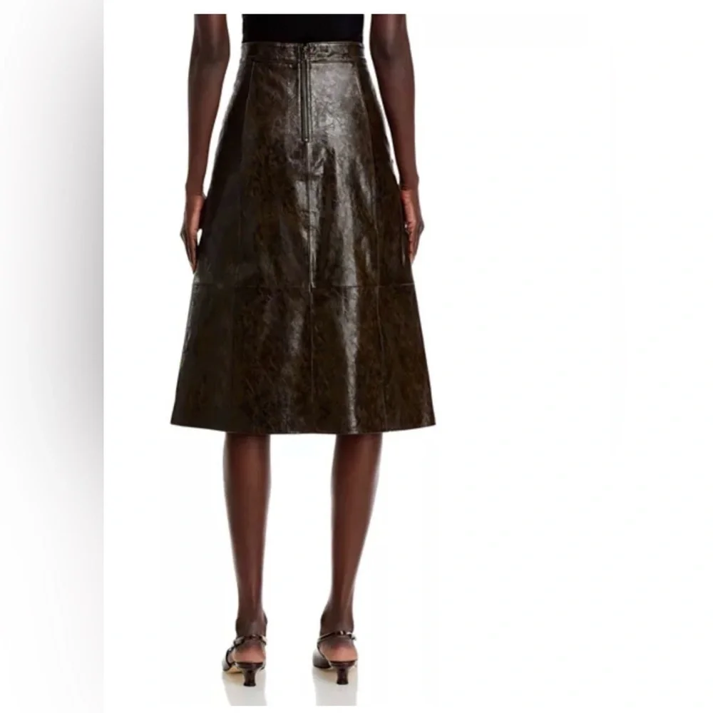 KOBI HALPERIN ZADIE SKIRT FAUX Brown Leather vegan Skirt Sz 4 NEW NWT